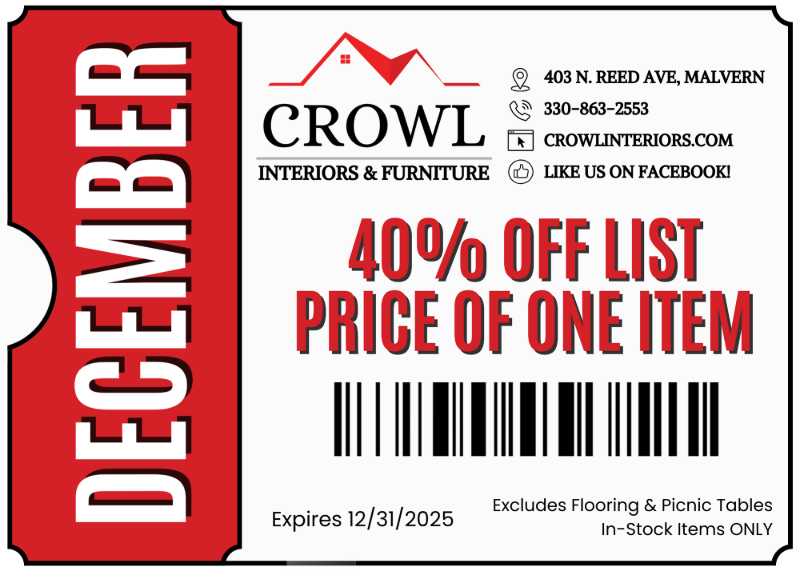 December coupon for 40% off one item